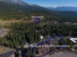 Aerial view of The Pines at Whitefish Mountain shows close proximity to Base Lodge.